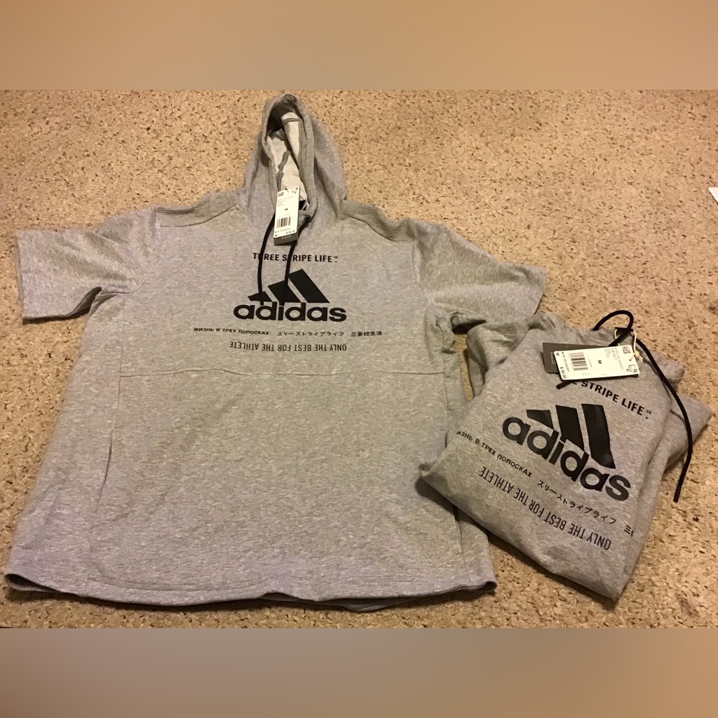 Adidas Mens Three Stripe Life Hoodie Ss Sweatshirt Sz M Nwt 2 Avail Twins